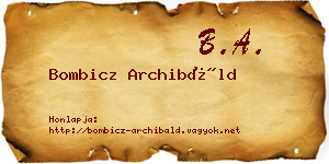 Bombicz Archibáld névjegykártya